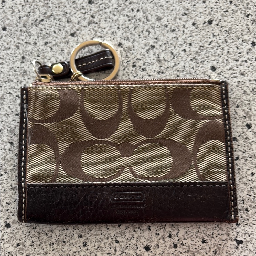 Coach Brown Monogram Coin Pouch
